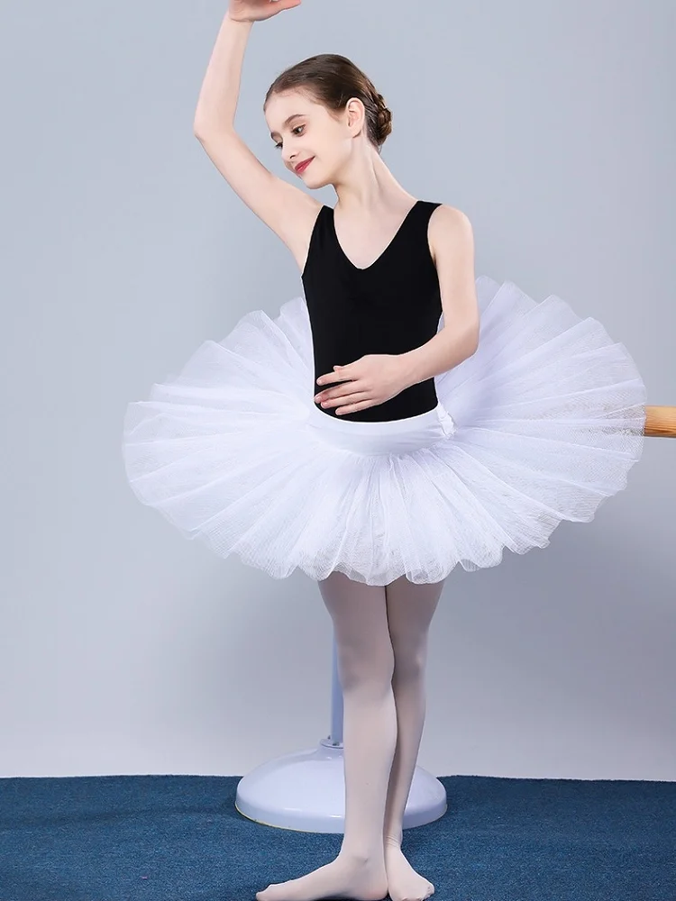 Niña niños rendimiento Ballet clásico baile lago de los cisnes tutú blanco negro malla dura falda de tul tutús con calzoncillos al por mayor