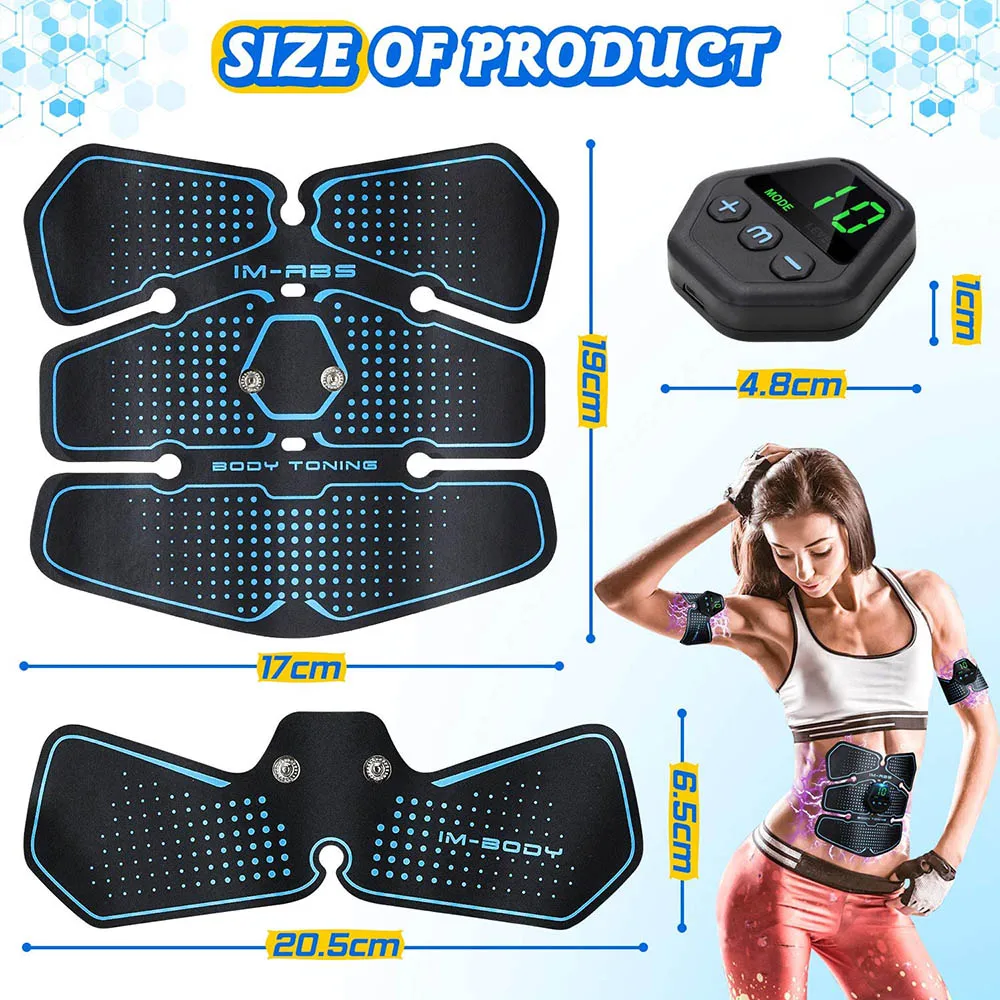 Abdominal Muscle Stimulator Trainer EMS Abs Fitness Equipment Training Gear Muscles Electrostimulator Toner Exercise At Home Gym