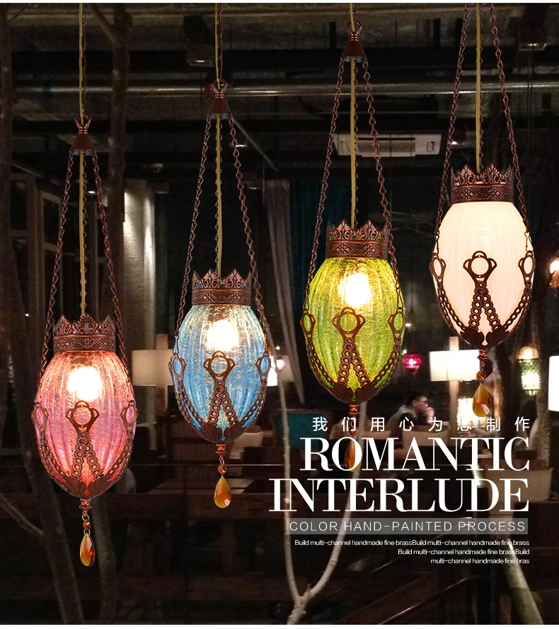 Lâmpada pingente de vidro led tradicional e27 colorida