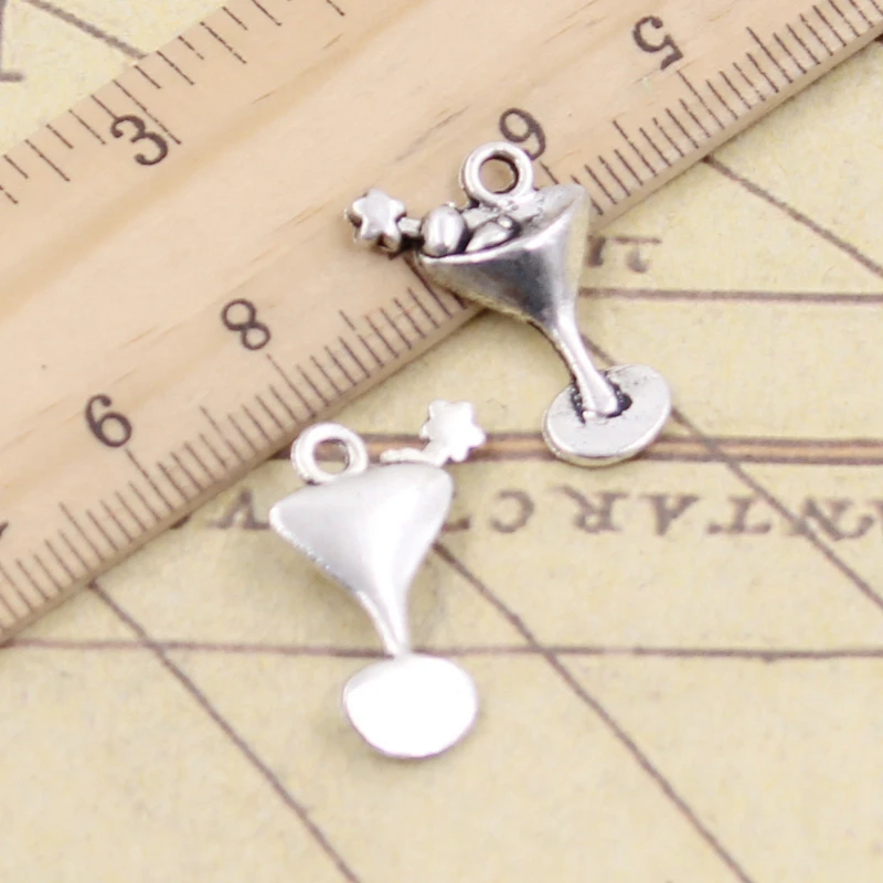 20szt Charms Martini Daquiri okulary 20x14mm tybetański kolor srebrny zawieszki antyczna biżuteria Making DIY Handmade Craft