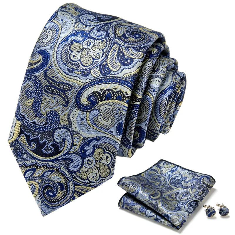 Italy Brand Ties For Men Shirts Silk Men\'s Tie Handkerchief Cufflinks Set 40 Colors Neck Tie Fashion Crevate