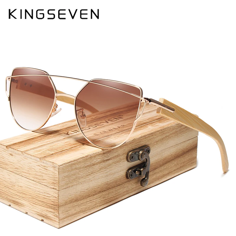 KINGSEVEN occhiali da sole in legno fatti a mano uomo occhiali da sole in bambù UV400 donna Design del marchio occhiali in legno originali Oculos de