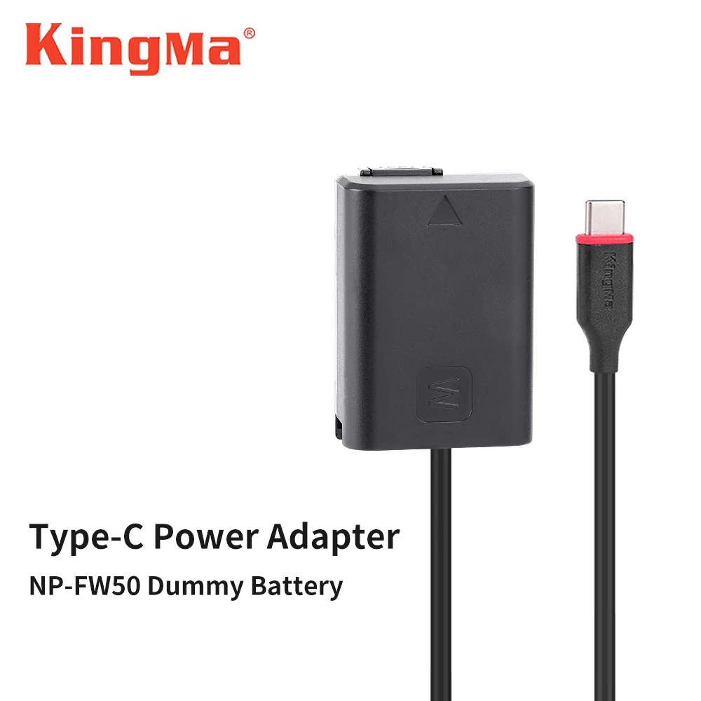 

KingMa NP-FW50 Dummy Battery Decoded NP-FW50 Battery Replacement with Type-C PD/QC for Sony NEX-C3 NEX-F3 SLT-A33 A35 A37 A55V