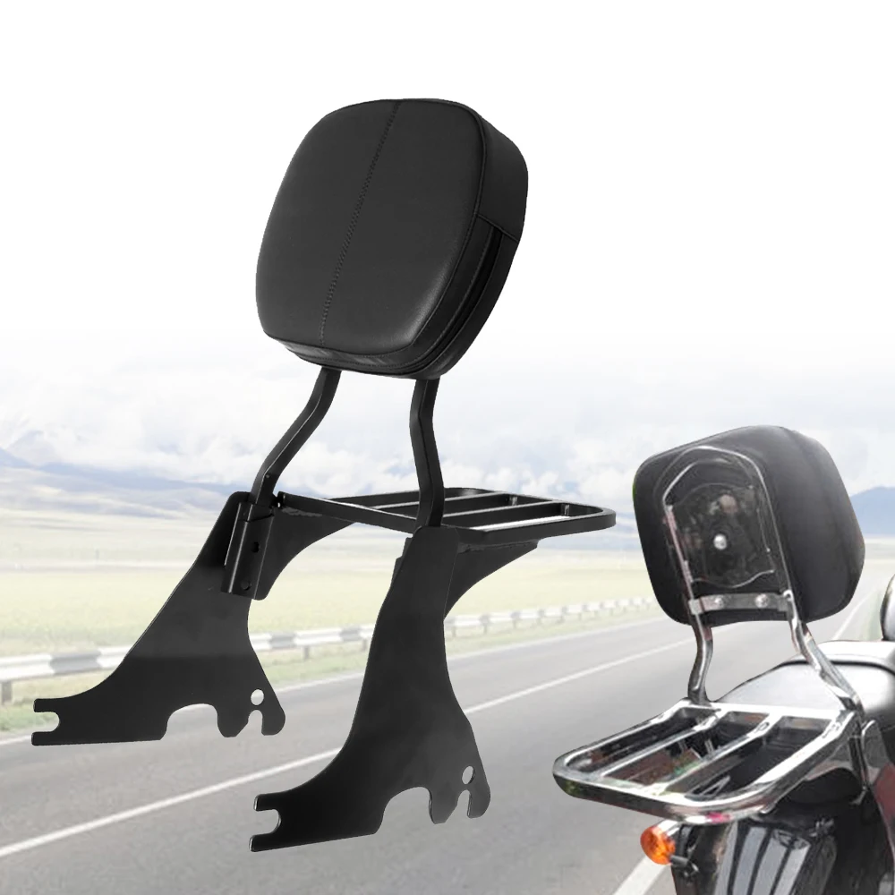 Czarne oparcie motocyklowe Sissy Bar z bagażnikiem dla Harley Sportster SuperLow XL883 1200 48 siedemdziesiąt dwóch 2004-2019