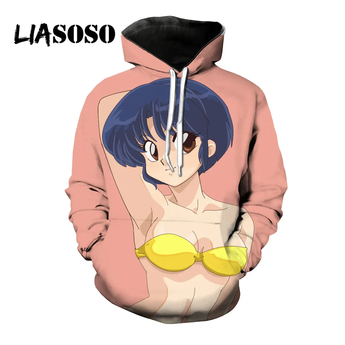 LIASOSO – sweat à capuche pour homme et femme, Streetwear, Harajuku, Fitness, décontracté, Kawaii Tendou Akane, dessin animé en 3D, 1/2