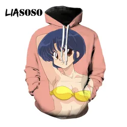 Liasoso impressão 3d anime ranma 1/2 kawaii tendou akane hoodies pulôver das mulheres dos homens streetwear harajuku fitness roupas superiores casuais