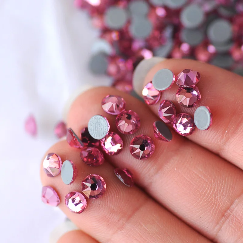 

2088 Rose16 Facets Hotfix Strass Glitter Crystal Rhinestones For Crafts DIY Accessories Beads 8 big 8 small Garment Decorations