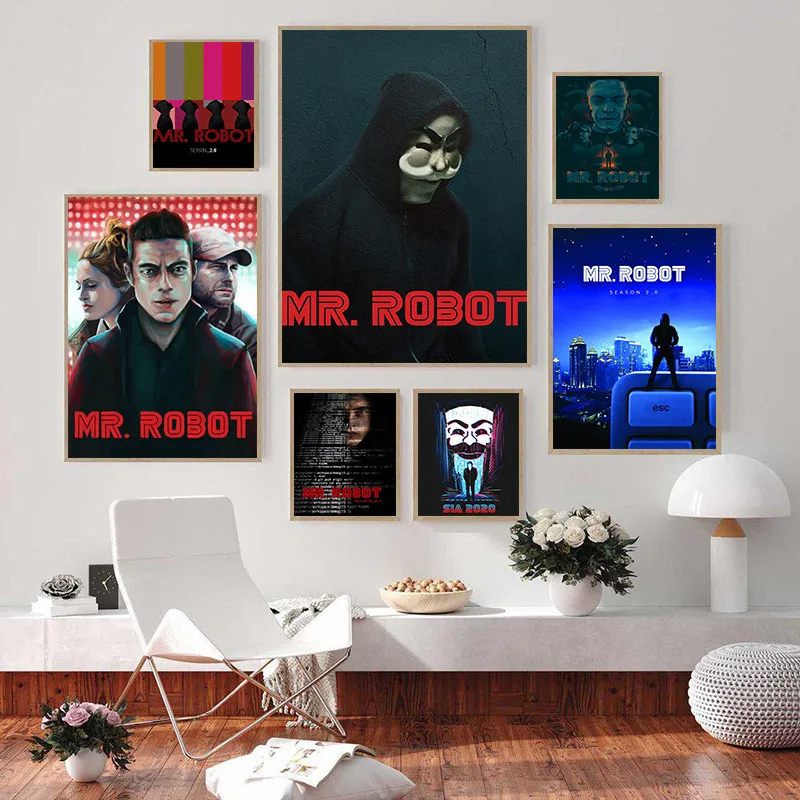 Mr Robot White Coated Paper Poster Prints Tv Series Movie Art Wall Stickers Picture Bedroom Living Room Home Decor