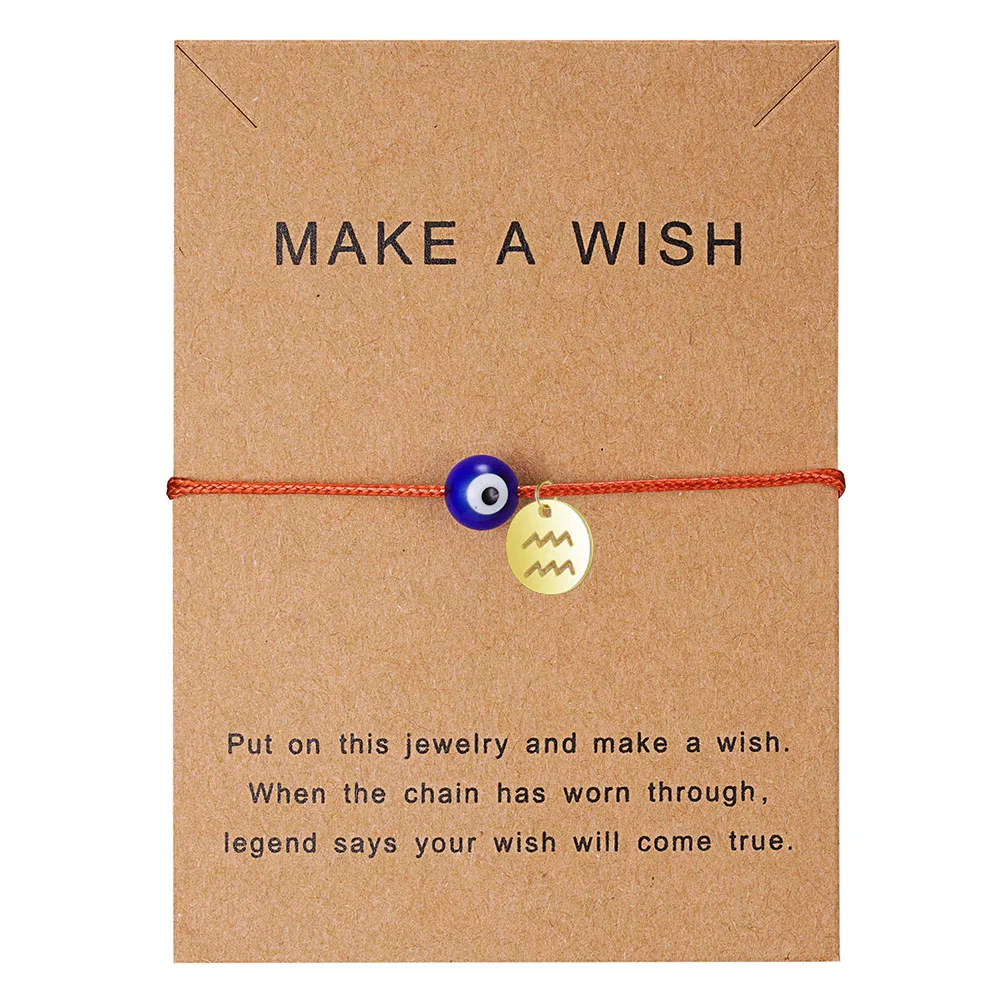 Blue Evil Eye Bracelet Red Rope Constellation Disc Bracelet Charm Handmade Good Luck String Protection Link for Wommen Jewelry