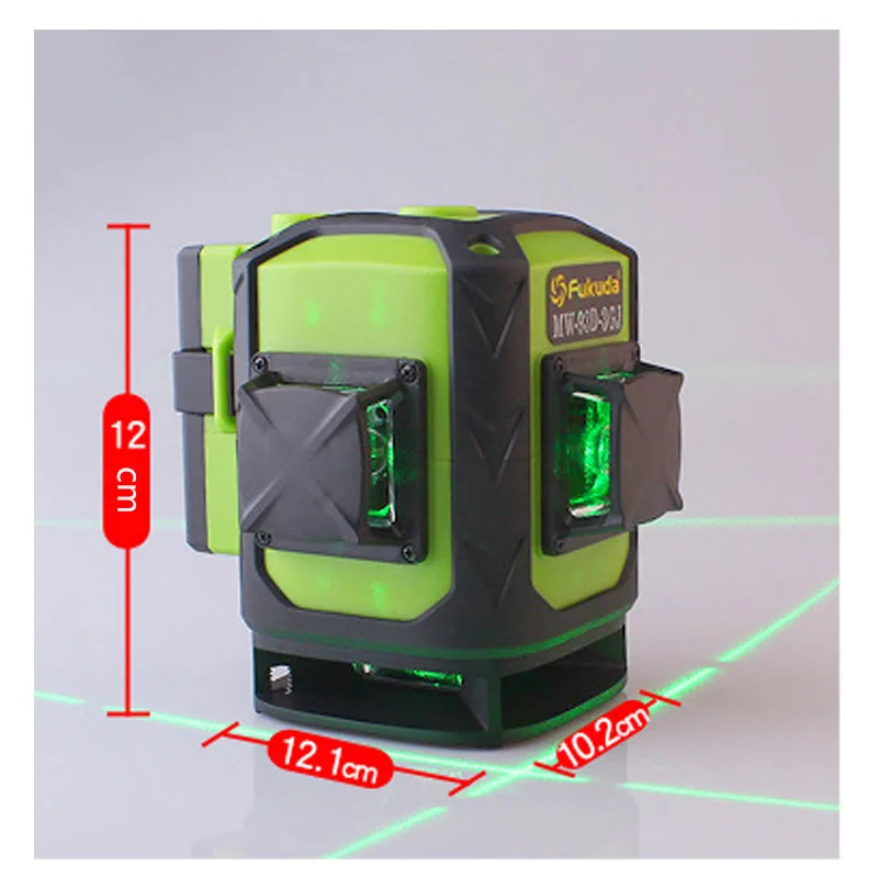 New Fukuda Professional 12 Line 3D green Beam 360 Vertical And Horizontal Self-leveling Cross for outdoor