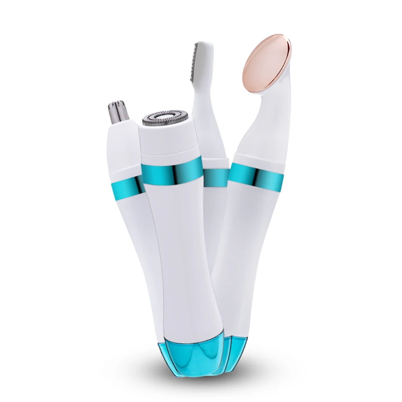 Luccica-คิ้ว T rimmer ไฟฟ้าเลดี้เครื่องกำจัดขนมัลติฟังก์ชั่ของผู้หญิงเจ็บปวดผม eyebag ริ้วรอย Remover และตานวด