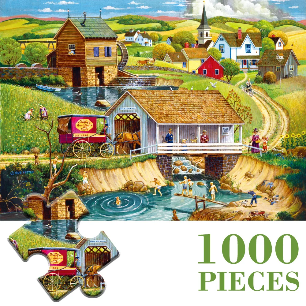 Countryside village river The Paper puzzle 1000 pieces ersion jigsaw puzzle adult children's educational toys