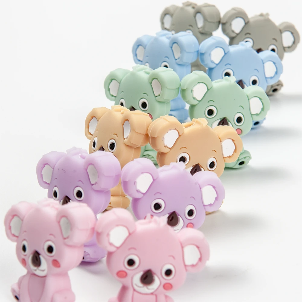 10pcs/lot koala  BPA Free Food Grade Silicone Beads Chew Teether Accessories DIY Teething Necklace Handmade Gifts baby