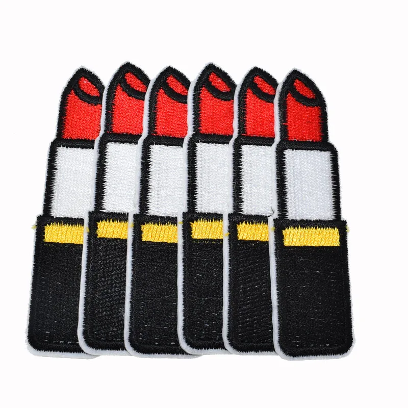 5Pcs Lippenstift Muster Eisen Auf Patches Für Kleidung Stickerei Patch Abzeichen Aufkleber DIY Zubehör