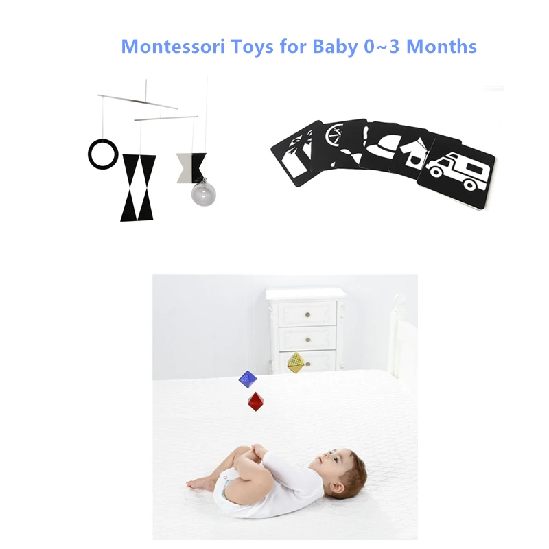 

Baby Toys 0~3 Months Black and White Cards/ Munari/ Octahedron Mobile Classic Nido Montessori Materials for Newborn Visual Sense