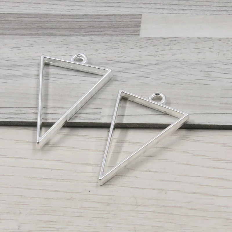 Picture 5: 10Pcs Multi-styles Mixed Bright Silver Plated Geometry Alloy Hollow Glue Blank Pendant Tray Bezel Jewelry Accessories Charm