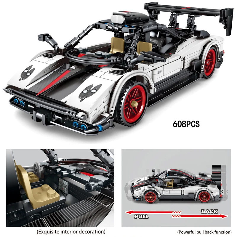 

Technical Speed Champion Supercar Building Block Paganis Zonda Super Sport Car Pull Back Vehicle Toy Collection For Boys Gifts