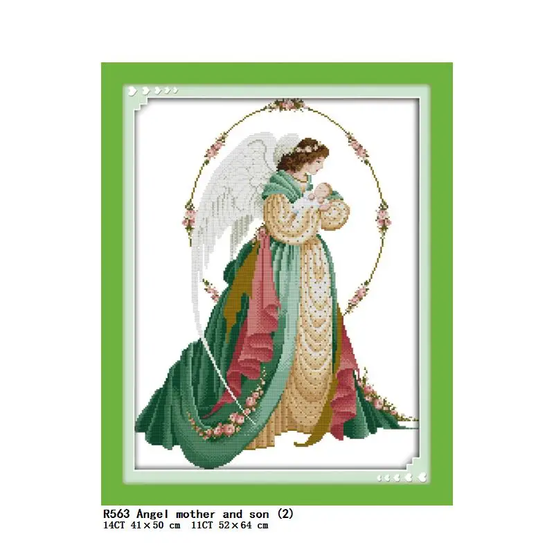 Angel Mother and Child Character Pattern Cross Stitch 14CT 11CT Counted Canvas Fabric Embroidery Kits Needle and Thread Sewing