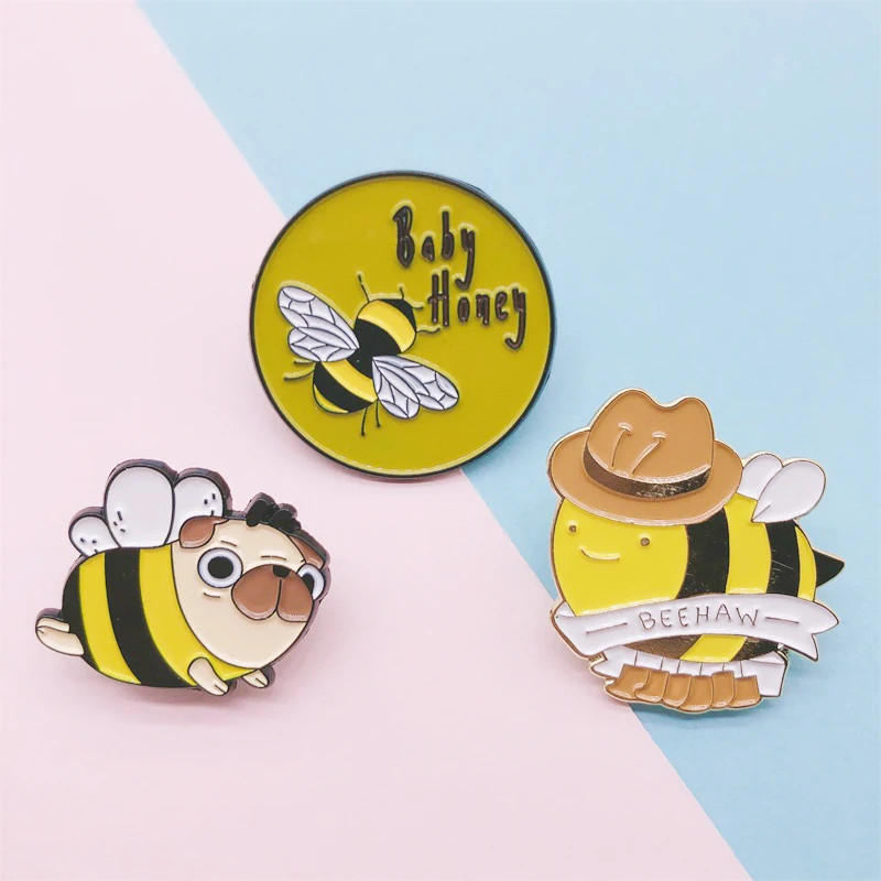 Cartoon Cute Sweet Animal Bee Round Bird Butterfly Brooch Clothes Bags Pin Alloy Badge Fashion Woman Jewelry Gift For Friends