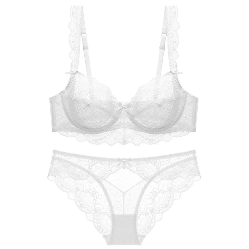 2021 neue Stil ABCDE Tasse Bh Sets Ultra-Dünne Transparente Blume Hohe Qualität Push-Up Unterwäsche Anzug Plus Größe dessous