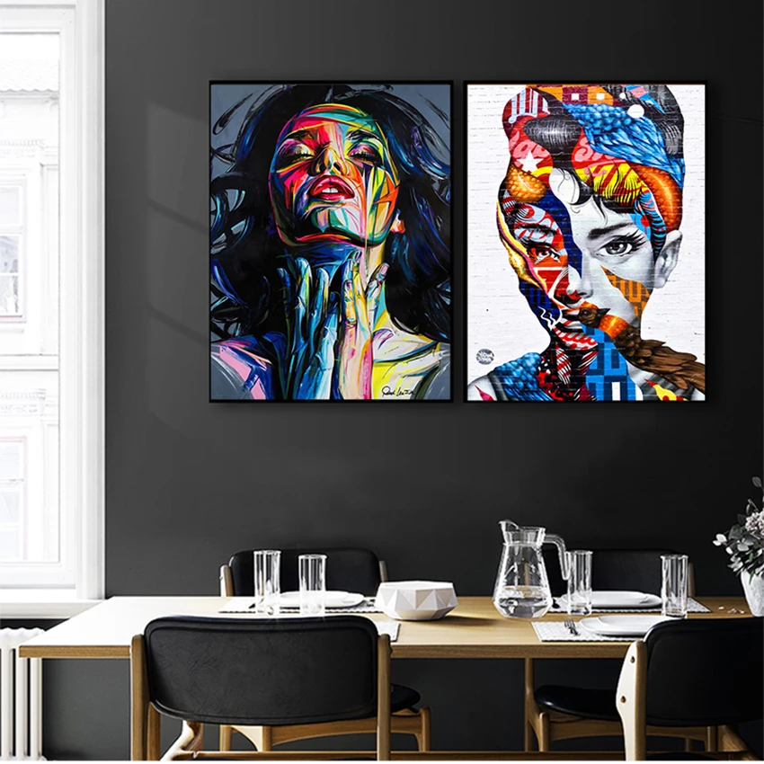 Canvas Paintings On The Wall Pictures For Home Decor Street Graffiti Wall Art Canvas Prints Abstract Pop Art Girls Watercolor