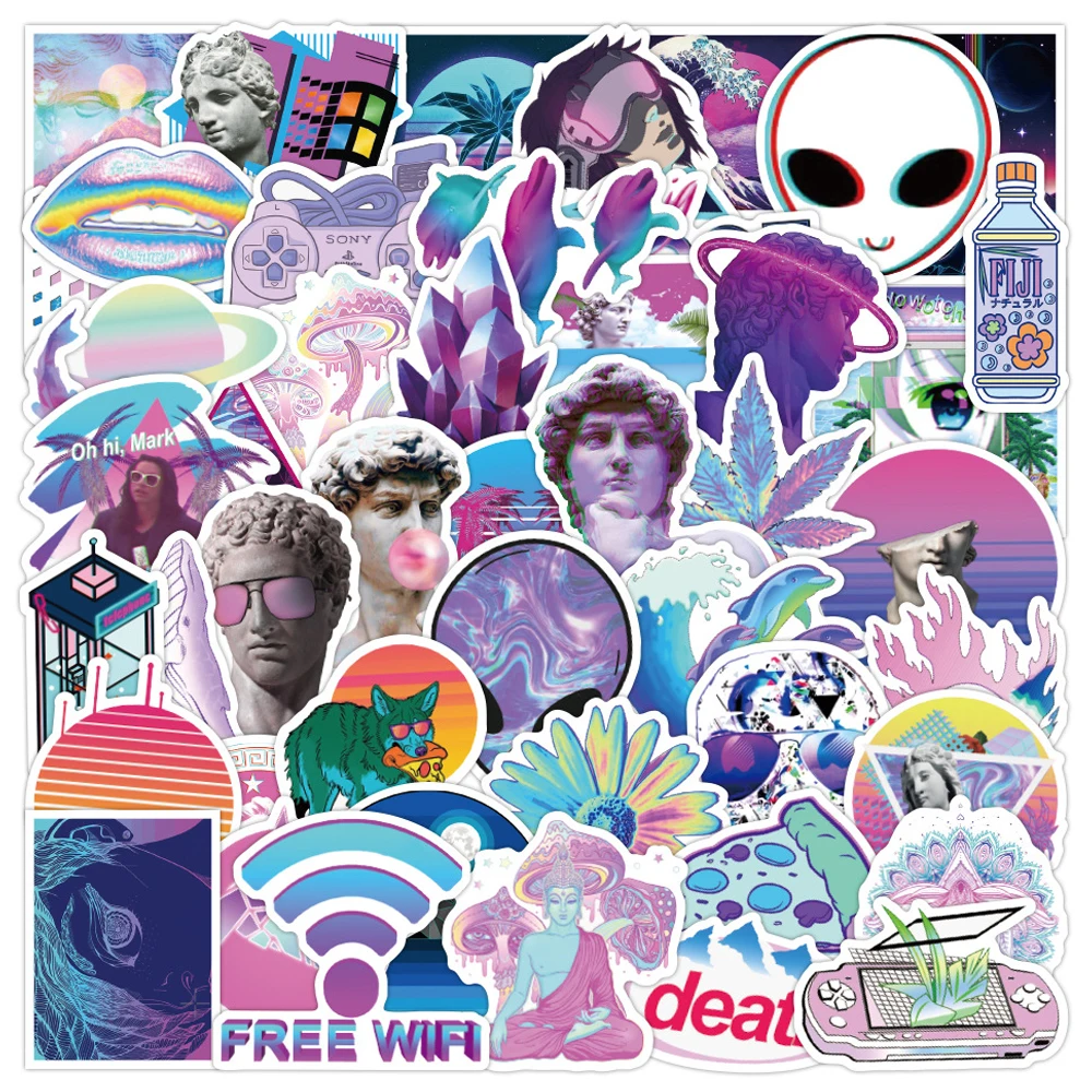 10/30/50PCS Art Style Vaporwave Stickers Graffiti Skateboard Fridge Laptop Motorcycle Luggage DIY Cool Sticker Decals Kid Toys