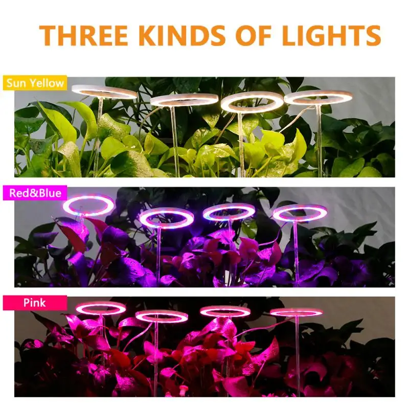 Anillo de luz LED para cultivo de plantas, lámparas de fitolamp de espectro completo, iluminación para el hogar, plántulas, crecimiento de flores de