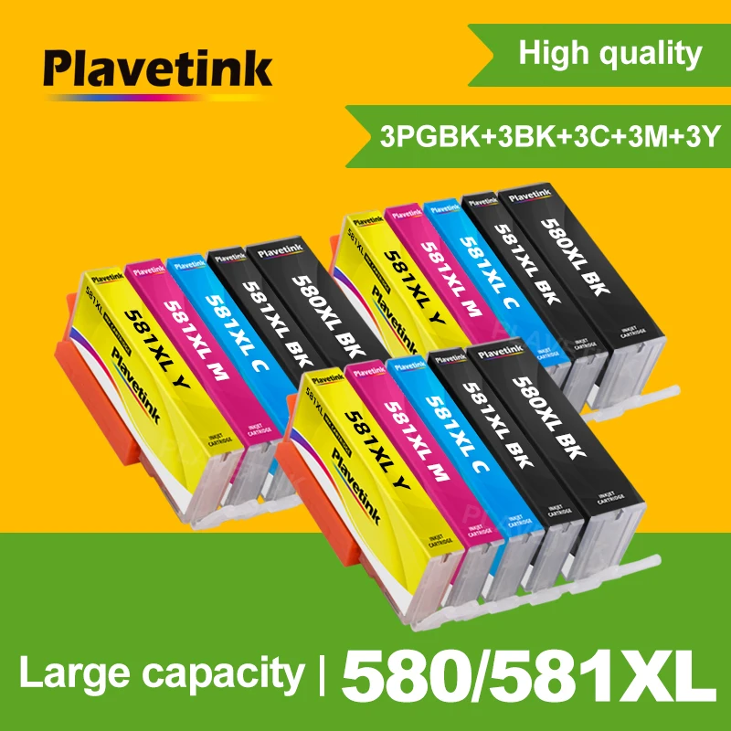 Plavetink Compatible for Canon PIXMA TR7550 TR8550 TS6150 TS6151 TS8150 printer Suit For PGI-580 CLI-581 PGI580 CLI581 Cartridge