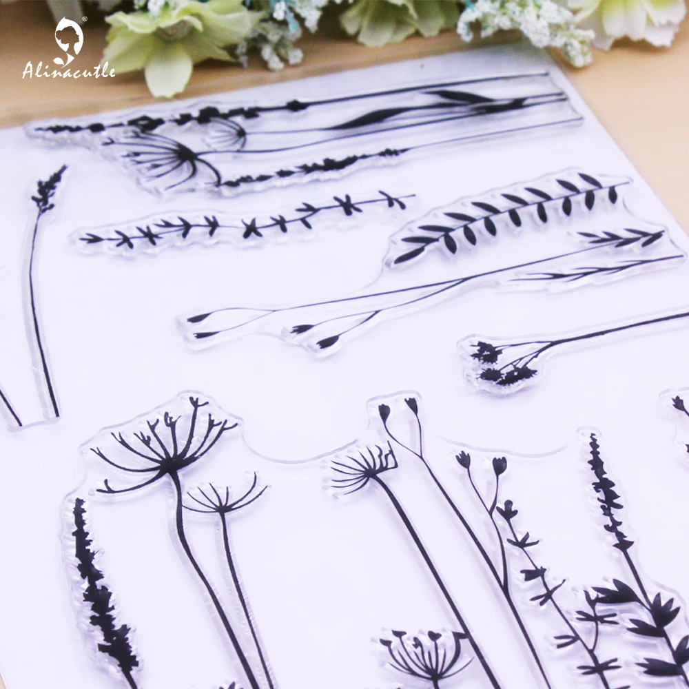 Alinacutle CLEAR STAMPS Jungle Plant Bush Floral Grass DIY Scrapbooking Card Paper Craft Rubber Roller Transparent Silicon Stamp