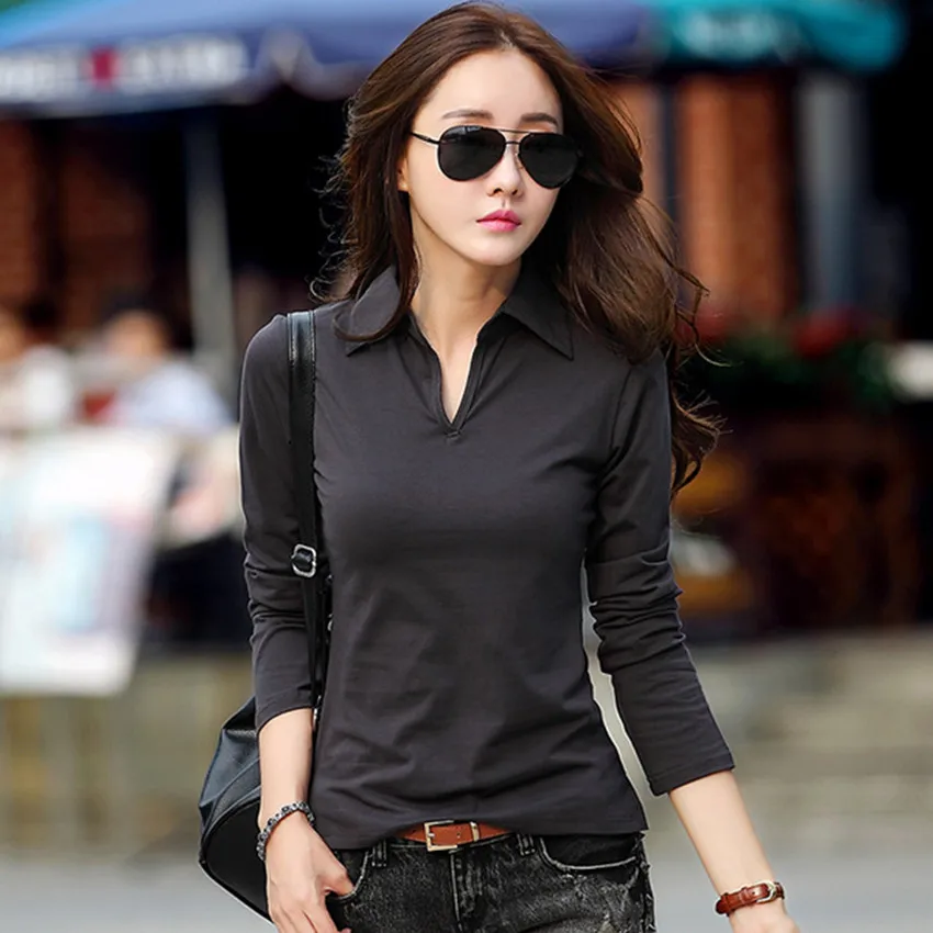 

New 2021 Polo Women Long Sleeve Polo Shirt For Women Cotton Polos Mujer Autumn Winter Tops Casual Blouse Ladies T Shirt Polo