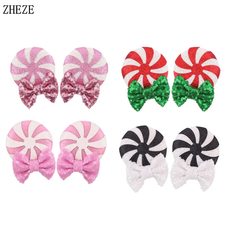 10Pairs 2024 Shining Girl Mouse Ears Hair Clips Wholesale Sequins Bows Glitter Butterfly Barrettes DIY Accessories For Women