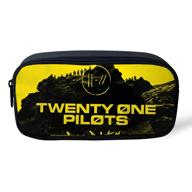 Twenty One Pilots Cartoon Printed Kid Schoolbag Case Large Storage Holder Vintage Stationery teenager Pencil Case Makeup