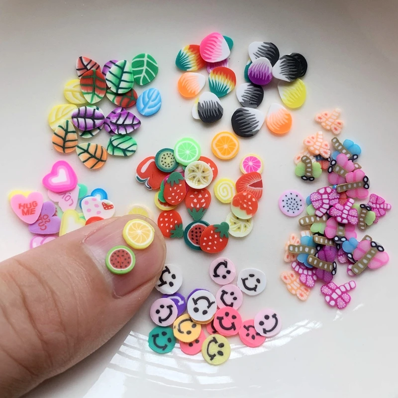 400pcs lovely heart/butterfly/fruit/petal/dragonfly soft clay flat back DIY decorative accessories  nail art decoration