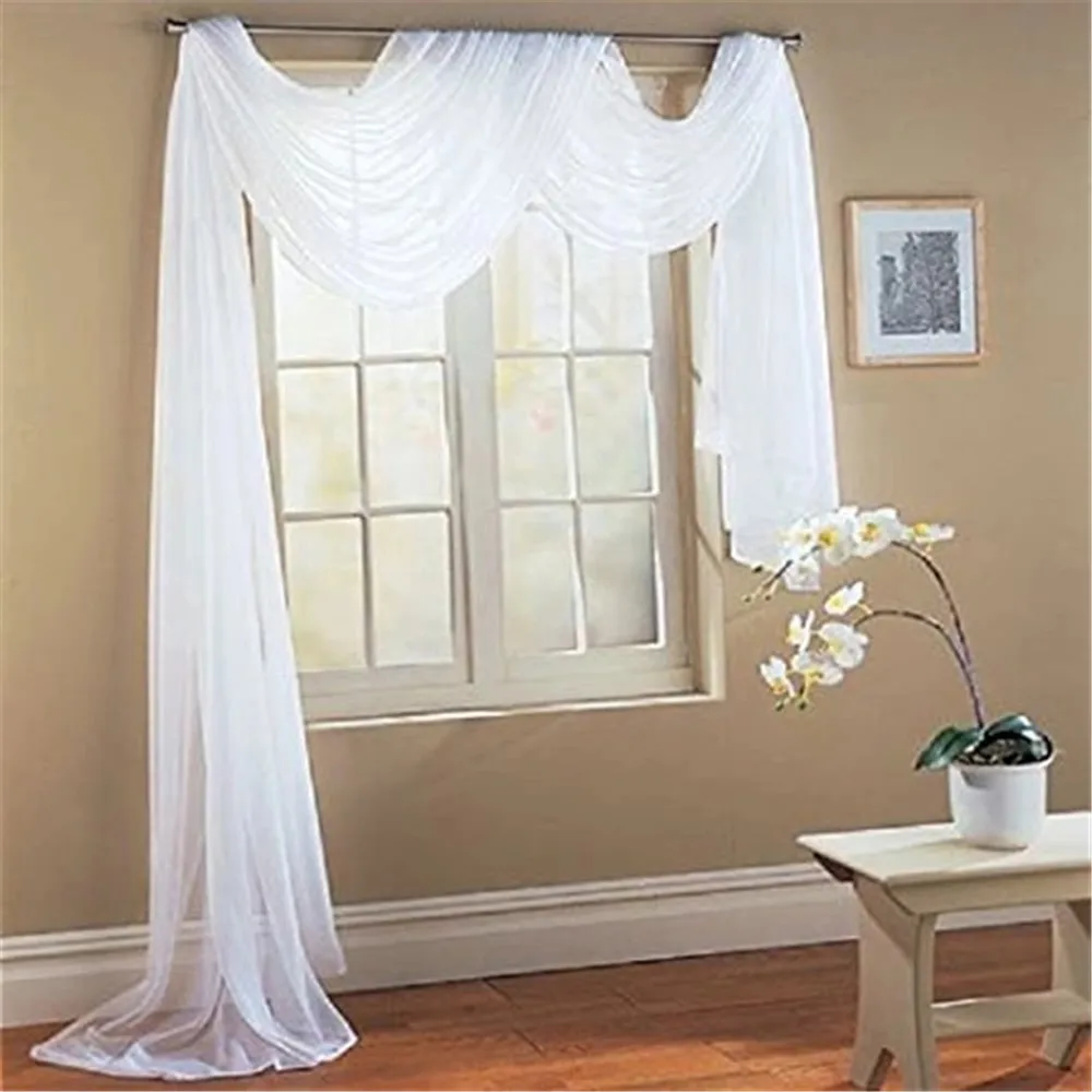 

White Sheer Backdrop Curtain 2 Panel Chiffon Fabric Drapery for Arbor Wedding Archway Ceremony Party Ceiling Decor Backdrop