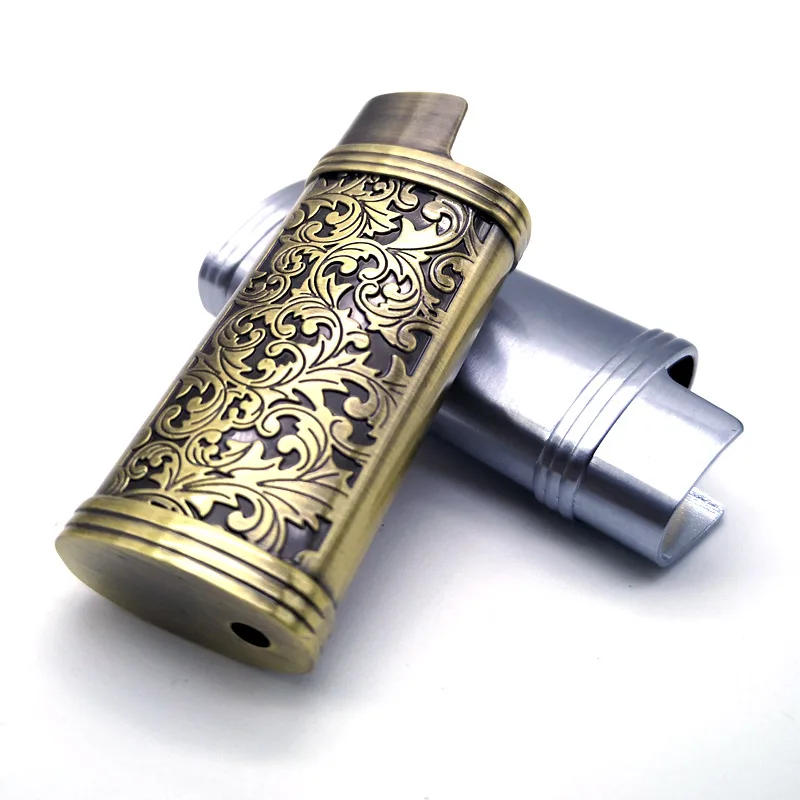 Metal Armor Classic Size Lighter Pouches Arabesque Hollow carving J5/J3/J8 Lighter Case Cover Holder For Bic