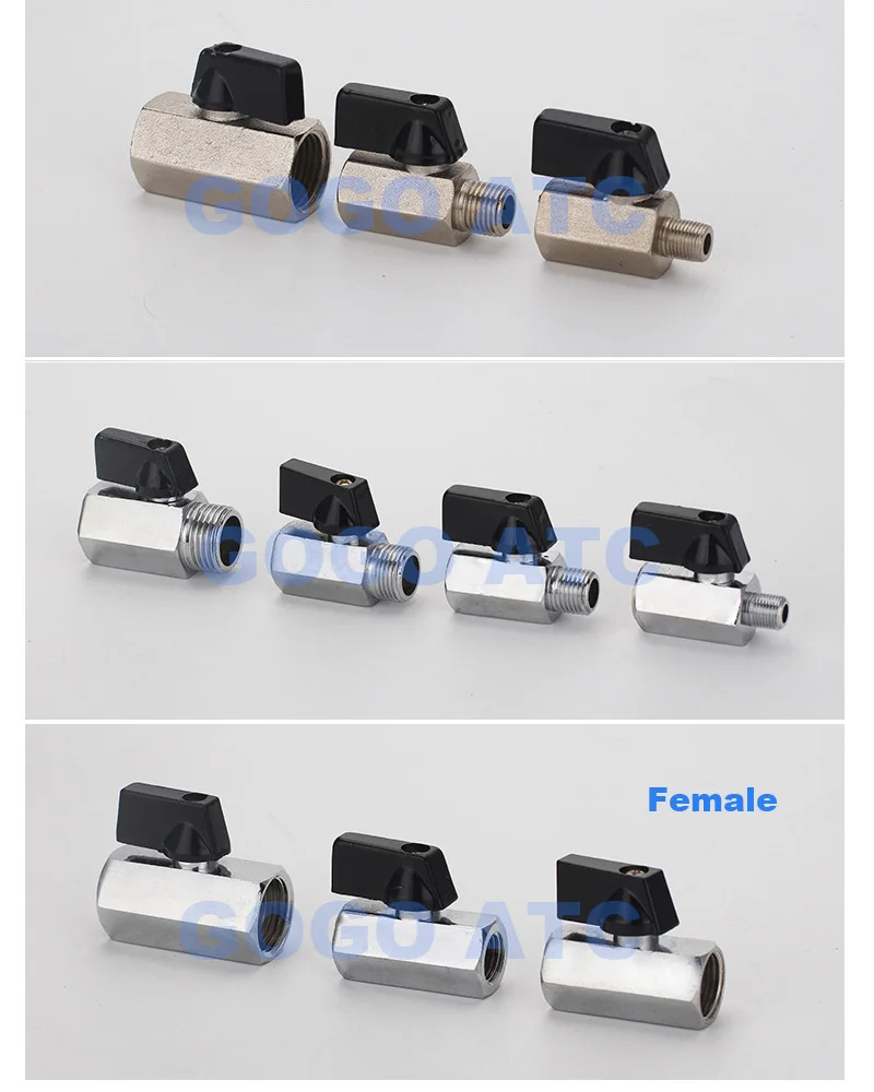 Электромагнитный клапан Brass Mini Ball Valve 1/8 1/4 3/8 1/2 3/4 BSP Female Male Thread Hardware 2 Way Ball Valve Copper Вода и пар — деталь 3