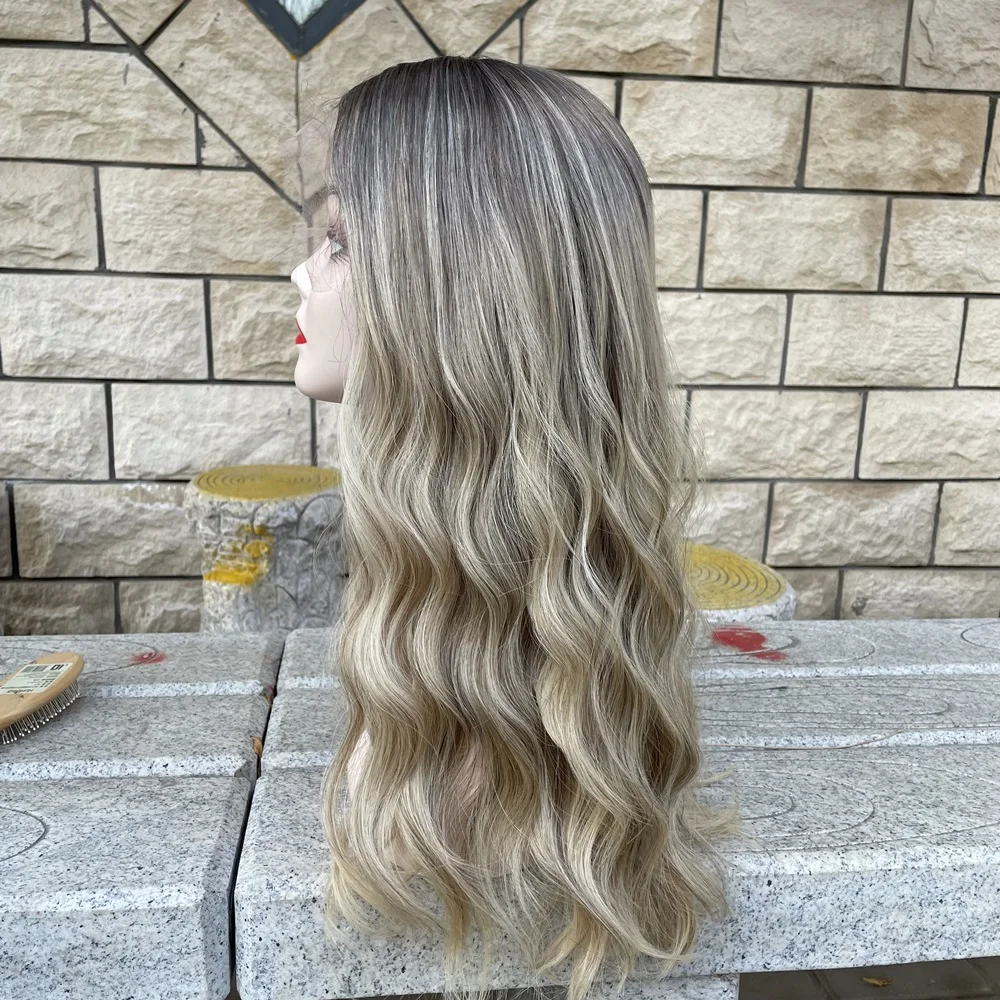 

Gorgeous Hot Selling 100% European Human Hair Swiss lace Top Jewish Wig Ashy Blone Kosher Wigs Free Shipping