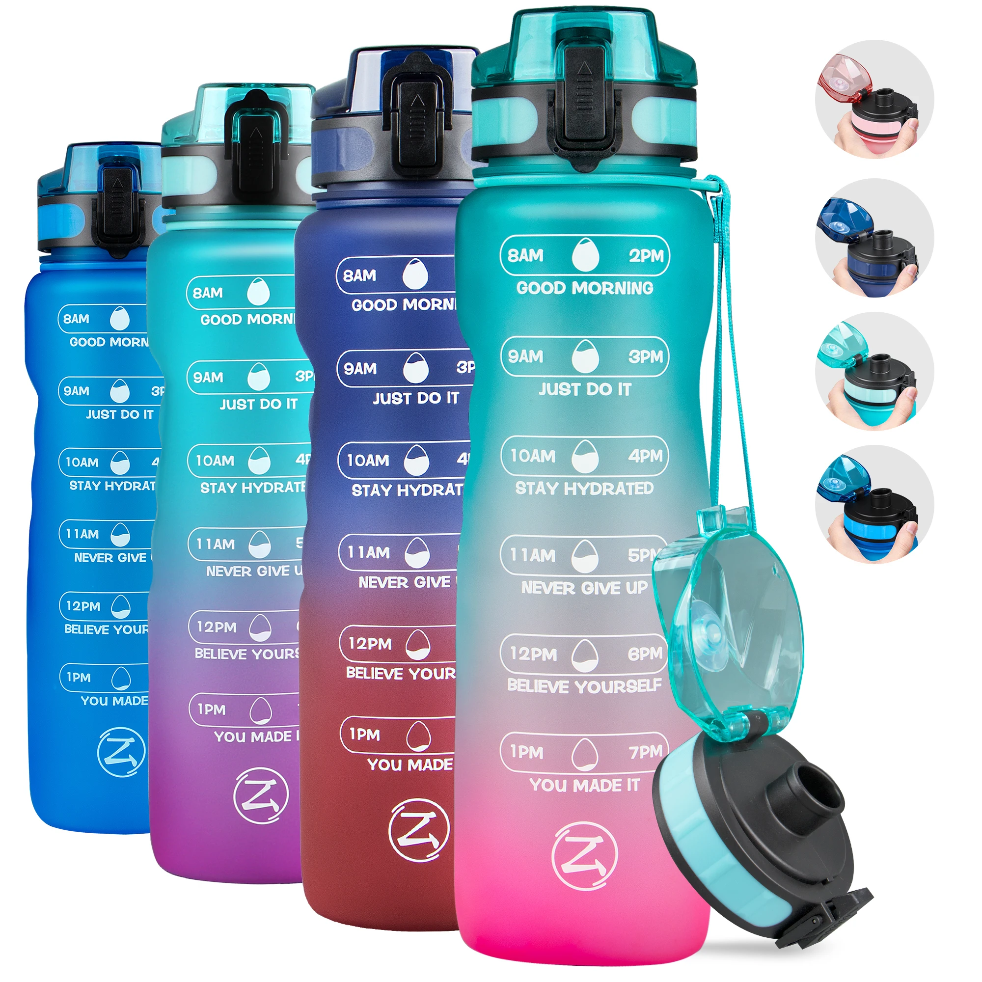 

ZOMAKE-Motivational Water Sport Bottle with Time Marker, Leakproof, BPA Free, Fruit, Travel Kettle, Drinking Water Bottle