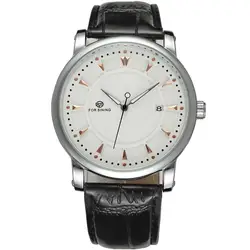 FORSINING sleek minimalist white surface rose scale without digital creative belt casual men's mechanical wrist watch