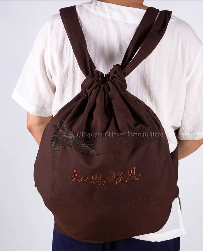 Men's Women's Beautiful Buddhist Monk Bag Zen Meditation Backpack with Embroidery