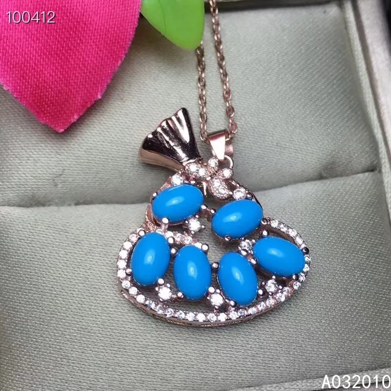 

KJJEAXCMY Fine Jewelry 925 Sterling Silver inlaid Natural blue Turquoise Female Miss Girl Woman Pendant exquisite Necklace