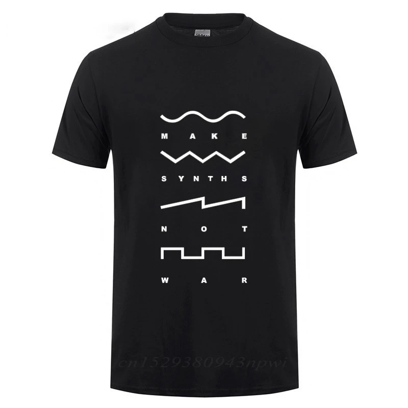 New Fashion Make Synths Not War T-Shirt Club Party Disco Roland Analogue Moog Keyboard Juno Streetwear Homme Cotton T Shirt