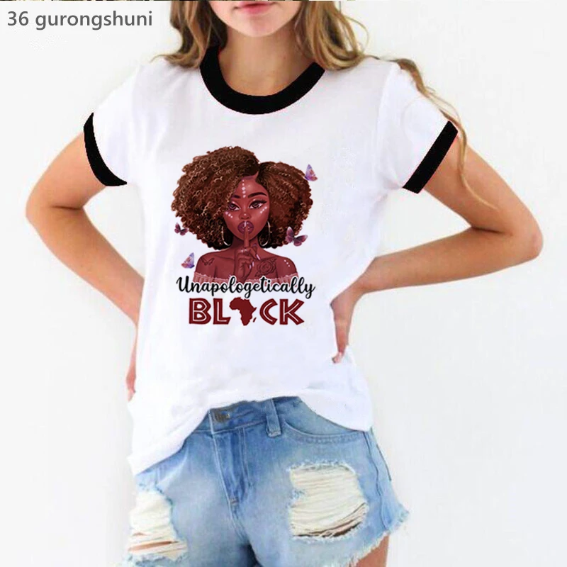 

Unapologetically Black Girl Magic Graphic Print Tshirt Women Butterfly Cool Sexy Melanin T-Shirt Femme Summer Tops Tee Shirt