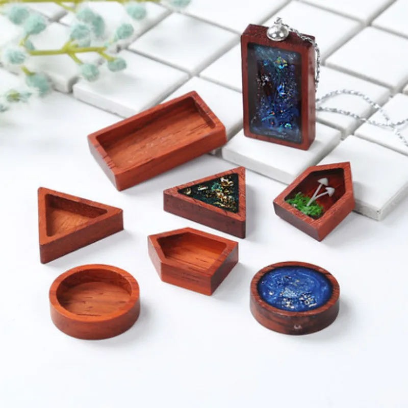 Wood Triangle Rectangle House Shaped Jewelry Molds UV Resin Epoxy Resin Jewelry Tools Handcraft Moulds