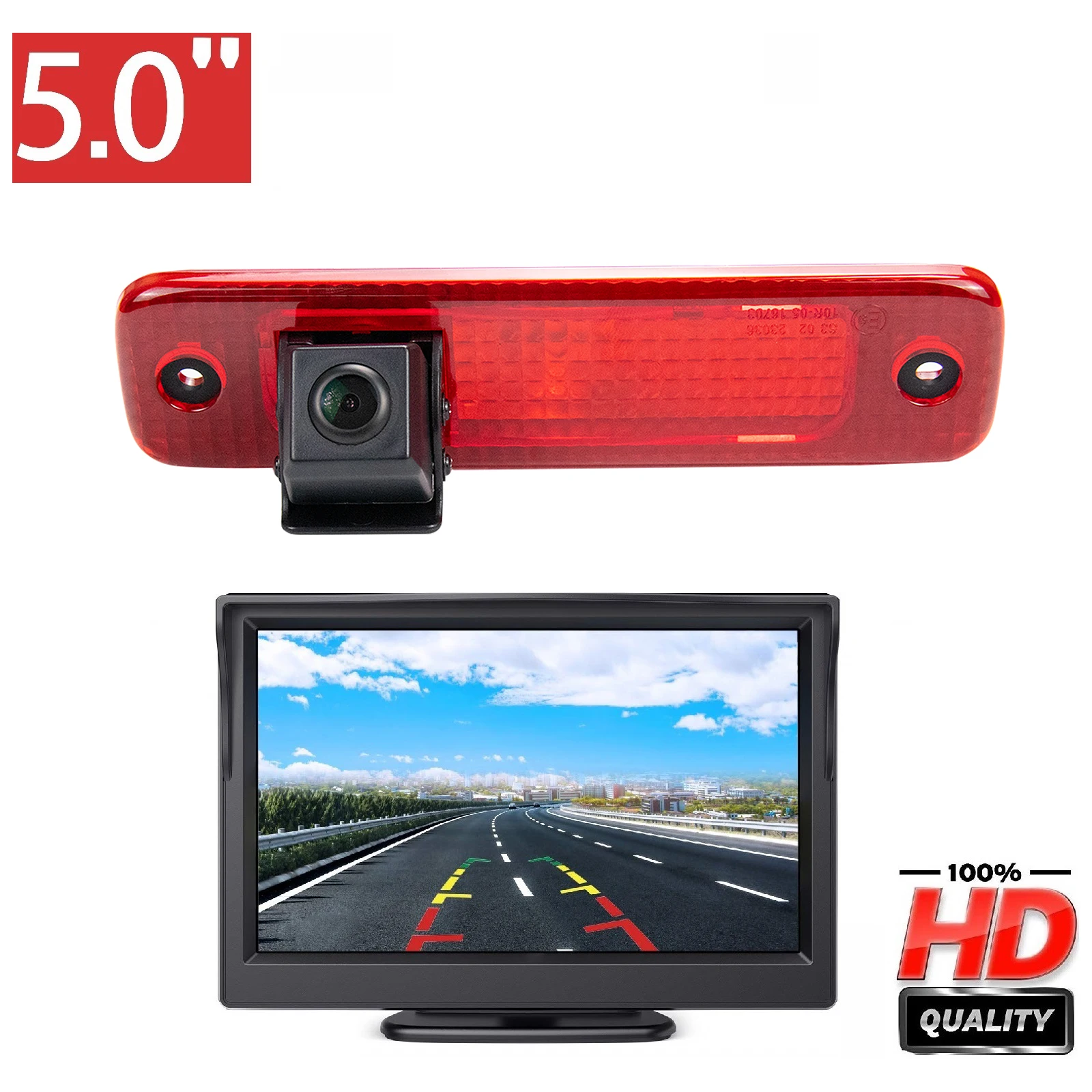 Misayaee HD 720P Brake Light backup Camera (E9) for Ford Transit 2006-2013 with 5'' Monitor,Rear view Parking Waterproof camera
