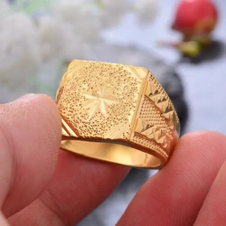 Ethiopia Dubai Gold Color Rings For Man Women Girls Rings Trend Wedding Ring Jewelry Party