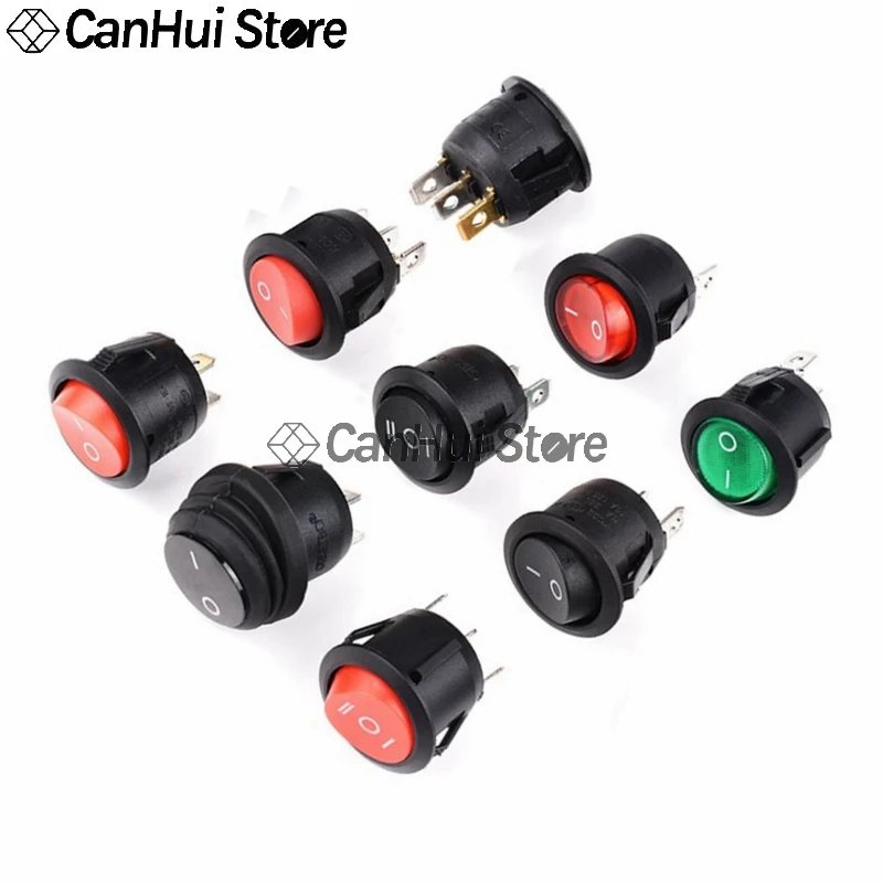 1-5pcs 20MM KCD1 2Pin 3Pin On-Off/ON-OFF-ON SPST Round Rocker Switch 6A/250V 10A/250V 12V Cat Eye Push Button Switch With Light