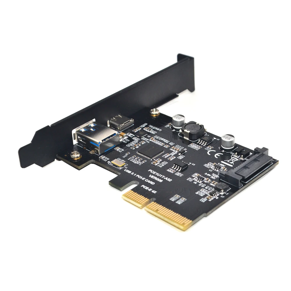 Add On Card USB 3.1 Type C PCIe Expansion Card PCI-e to 1 Type C and 1 Type A 3.0 USB Adapter PCI Express Riser Card For Desktop