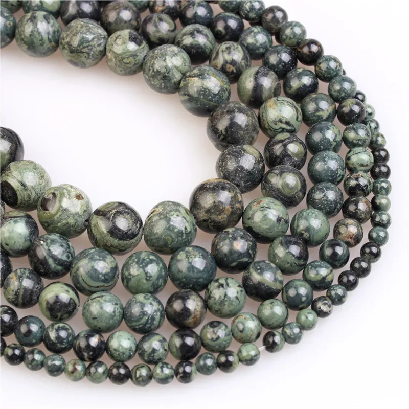 Natural Green Eyes Jasper Gemstone Round Loose Beads For Jewelry Making 4 6 8 10 12MM