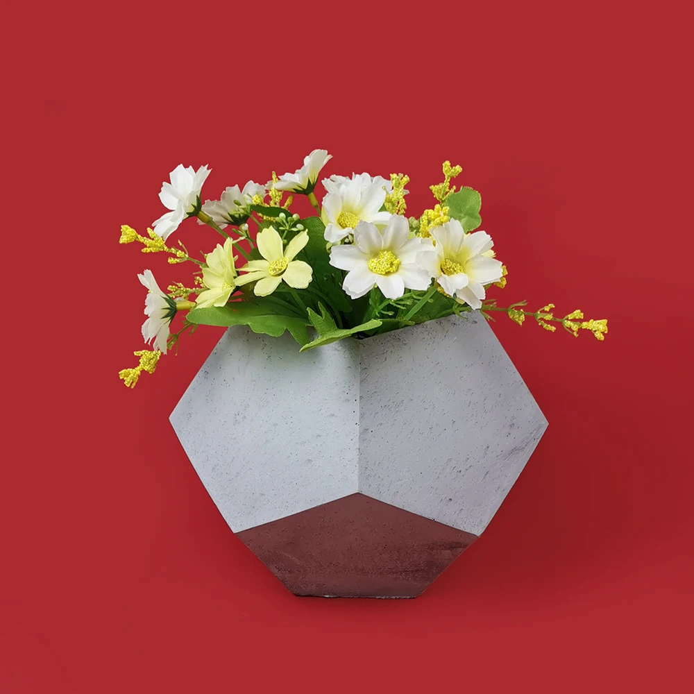 PRZY Geometric Flower Pot Silicone Mold Reusable Concrete 3D Vase Planter Cement Mold Geometry Succulents Plants Potting Mould